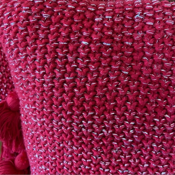 Kirkland Two Red with Sliver Embellishment and Tassels 18” Throw Pillows. - Picture 2 of 4